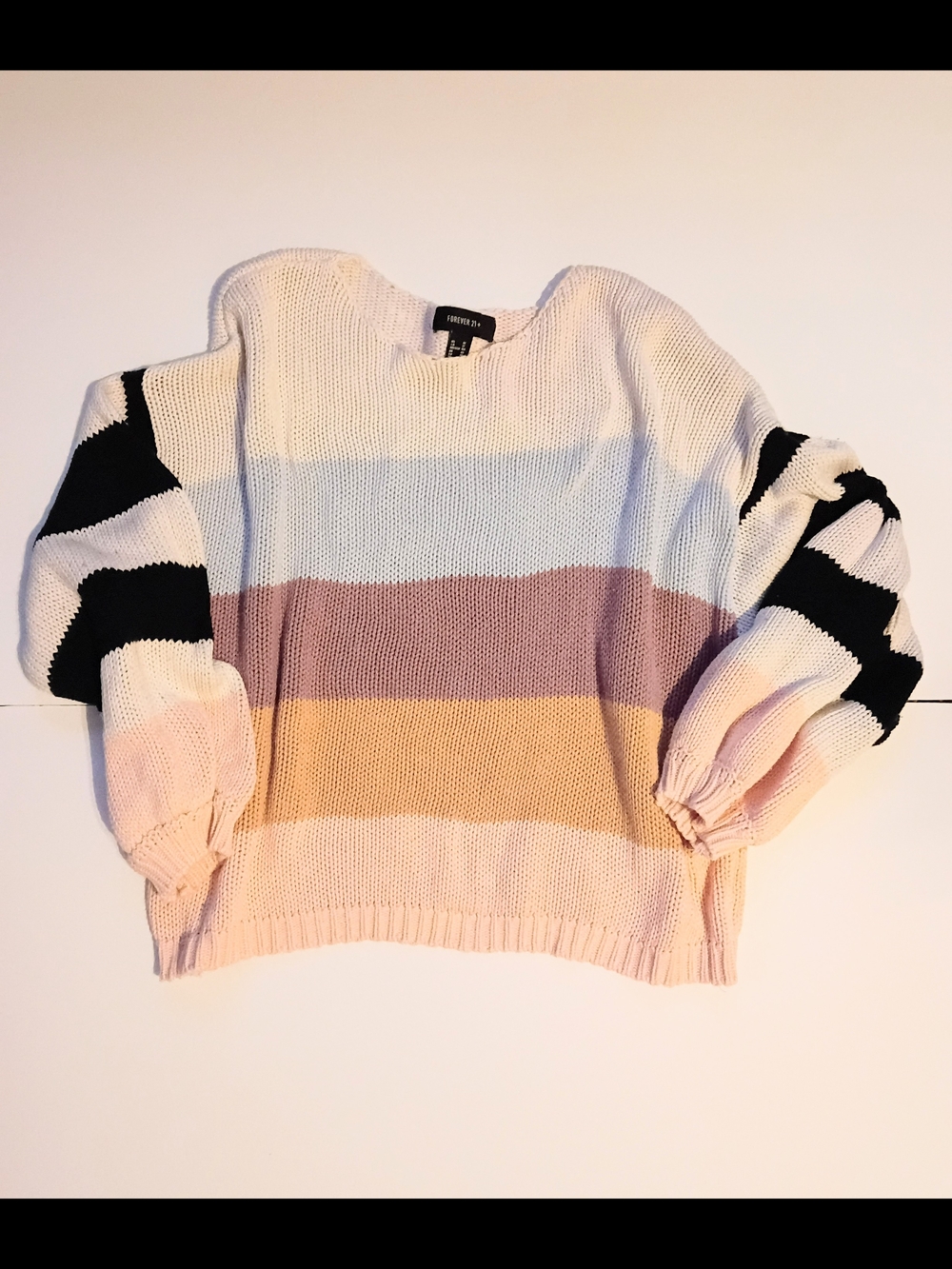 Forever 21 Plus 1X Colorblock Striped Sleeve Oversized Knit Sweater